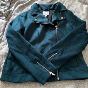 teal suede material old navy moto jacket